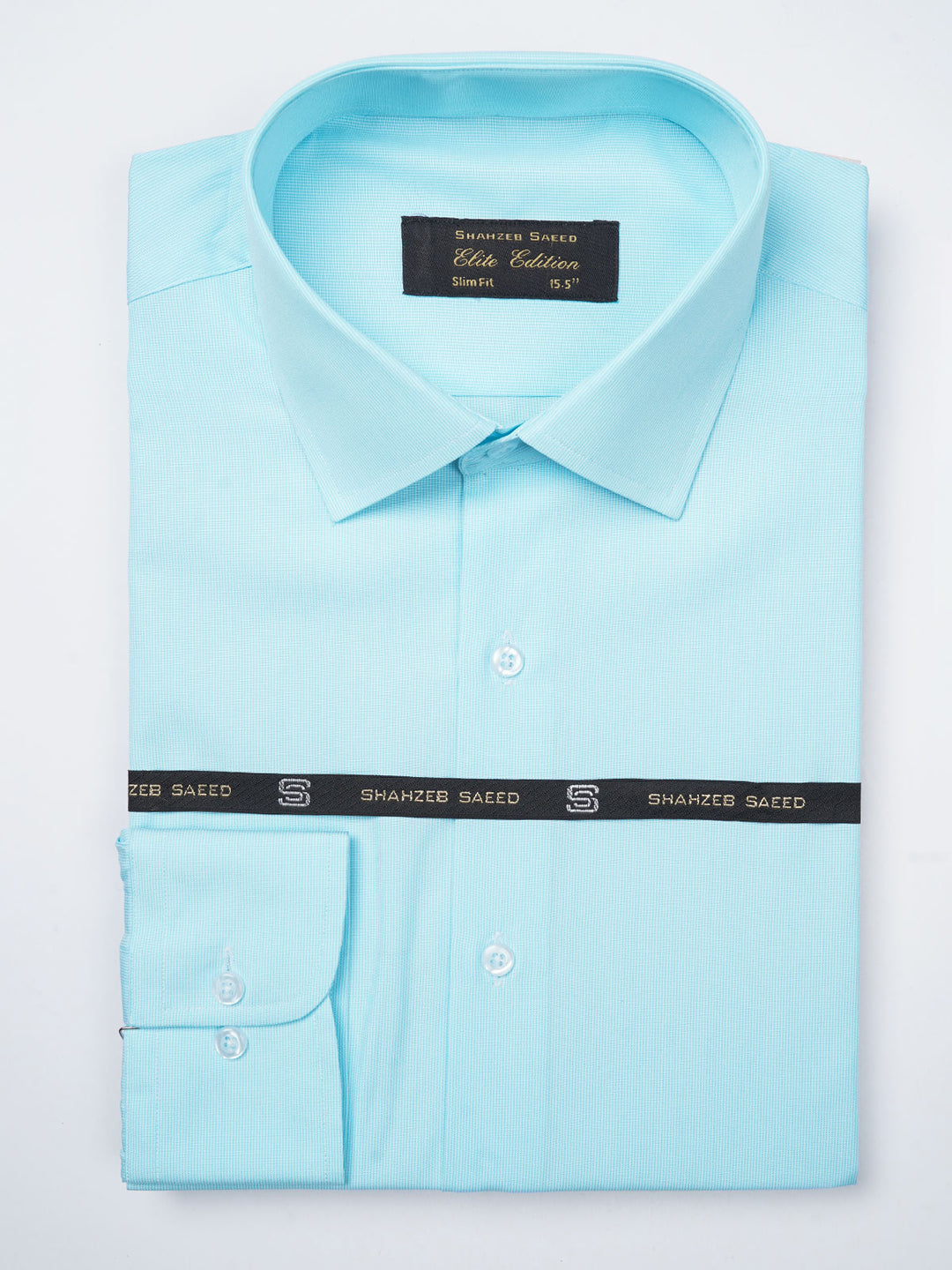 Aqua Blue Self Striped, Elite Edition, French Collar Men’s Formal Shirt (FS-799)