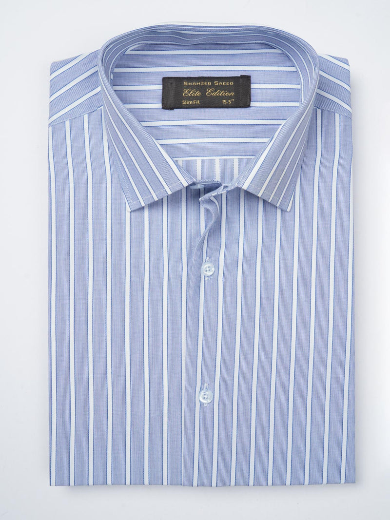 White & Blue Striped, Elite Edition, French Collar Men’s Formal Shirt (FS-800)