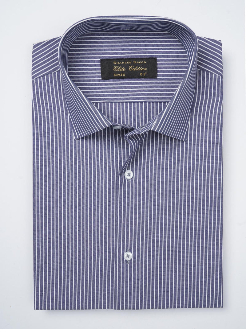 White & Blue Striped, Elite Edition, French Collar Men’s Formal Shirt (FS-803)