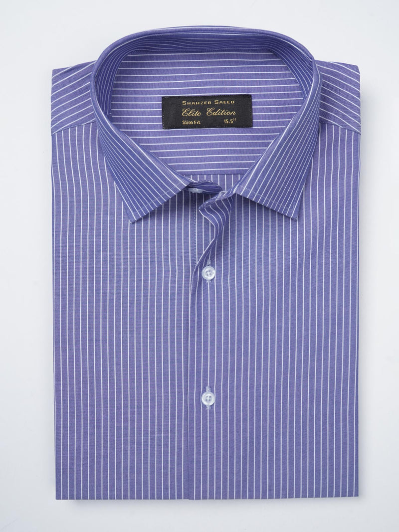 Blue & White Striped, Elite Edition, French Collar Men’s Formal Shirt (FS-804)