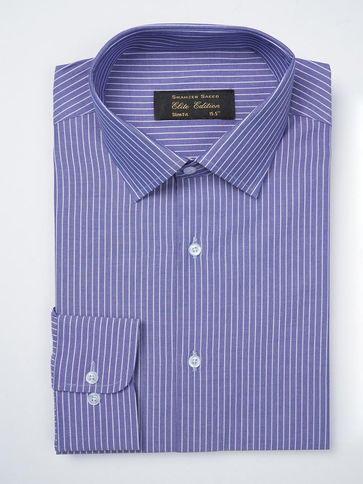 Blue & White Striped, Elite Edition, French Collar Men’s Formal Shirt (FS-804)