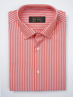 Peach & White Striped, Elite Edition, French Collar Men’s Formal Shirt (FS-807)