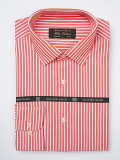 Peach & White Striped, Elite Edition, French Collar Men’s Formal Shirt (FS-807)