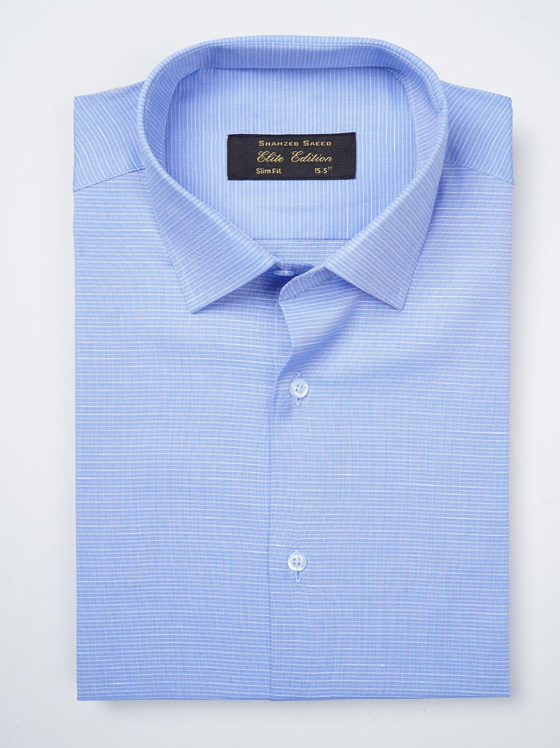 Light Blue Self Striped, Elite Edition, French Collar Men’s Formal Shirt (FS-808)