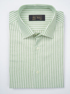 Light Green Self Striped, Elite Edition, French Collar Men’s Formal Shirt (FS-809)