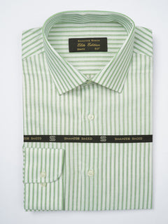 Light Green Self Striped, Elite Edition, French Collar Men’s Formal Shirt (FS-809)