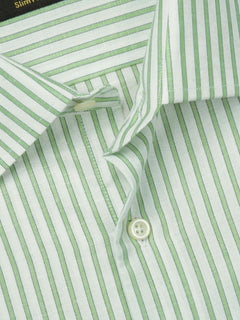 Light Green Self Striped, Elite Edition, French Collar Men’s Formal Shirt (FS-809)