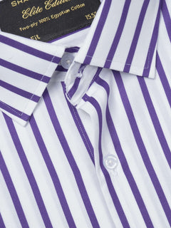 Purple & White Striped, Elite Edition, French Collar Men’s Formal Shirt (FS-813)