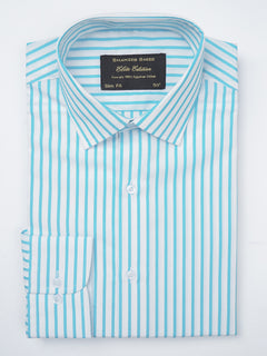 Sky Blue & White Striped, Elite Edition, French Collar Men’s Formal Shirt (FS-814)