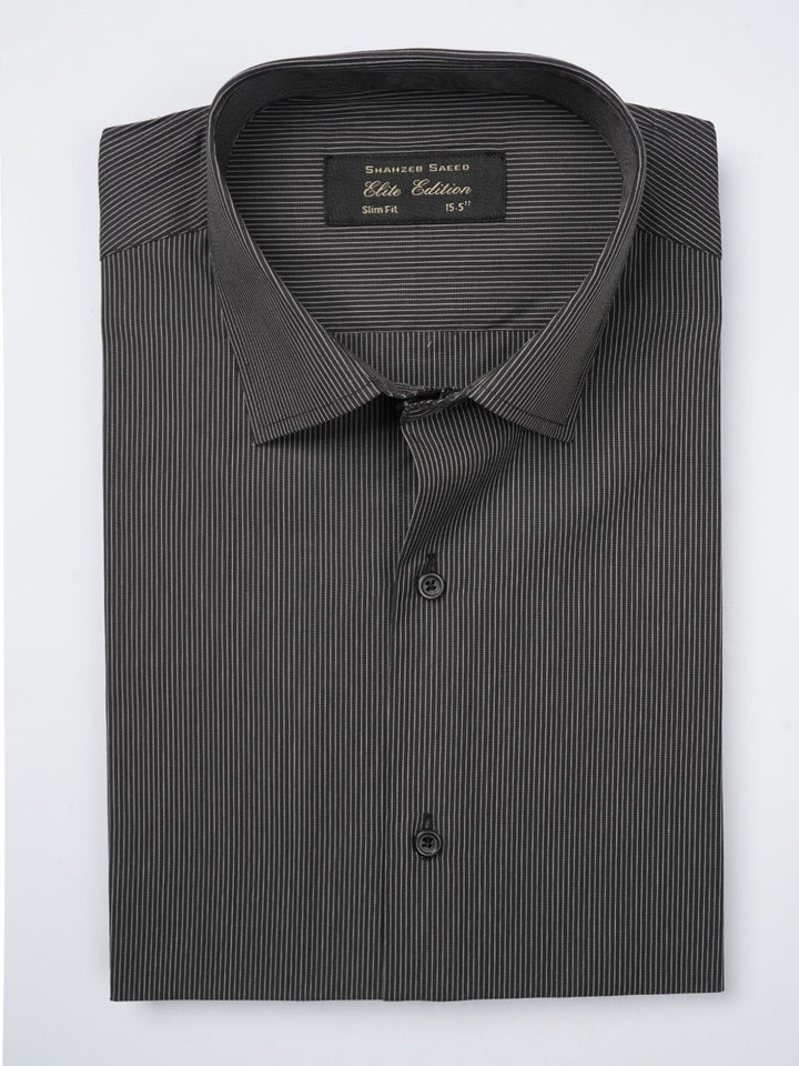 White & Black Striped, Elite Edition, French Collar Men’s Formal Shirt (FS-815)