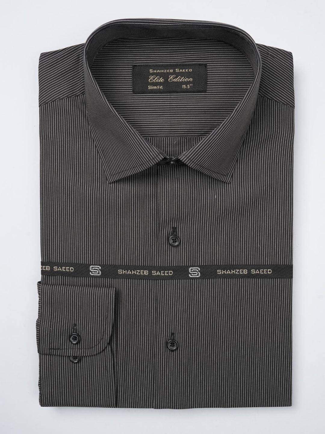 White & Black Striped, Elite Edition, French Collar Men’s Formal Shirt (FS-815)