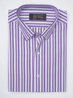 Purple & White Striped, Elite Edition, French Collar Men’s Formal Shirt (FS-816)