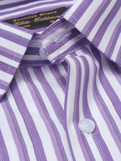 Purple & White Striped, Elite Edition, French Collar Men’s Formal Shirt (FS-816)