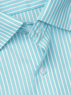 Blue & White Striped, Elite Edition, French Collar Men’s Formal Shirt (FS-817)