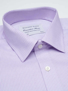 Purple Self Striped, Executive Series, French Collar Men’s Formal Shirt  (FS-818)