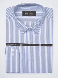 Blue & White Striped, Elite Edition, French Collar Men’s Formal Shirt (FS-819)