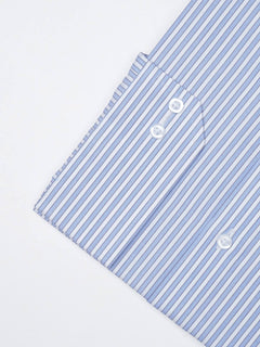 Blue & White Striped, Elite Edition, French Collar Men’s Formal Shirt (FS-819)