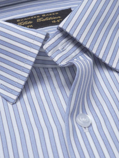 Blue & White Striped, Elite Edition, French Collar Men’s Formal Shirt (FS-819)