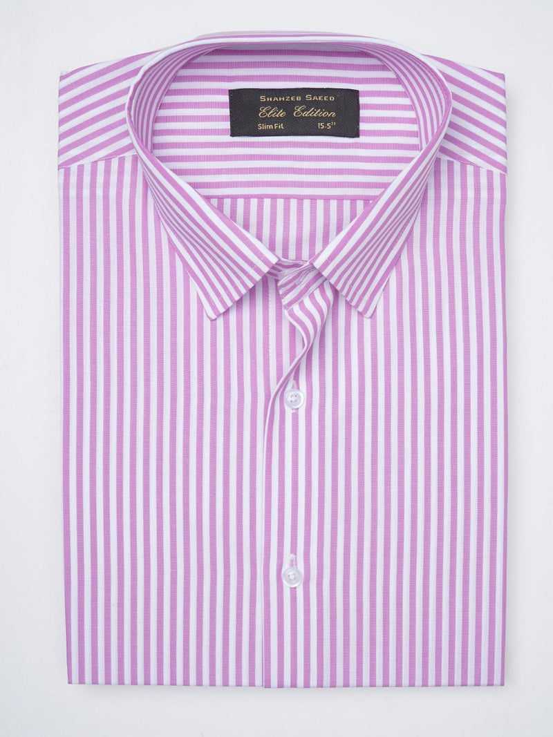 Pink & White Striped, Elite Edition, French Collar Men’s Formal Shirt (FS-821)