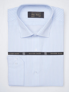 Light Blue & White Striped, Elite Edition, French Collar Men’s Formal Shirt (FS-822)