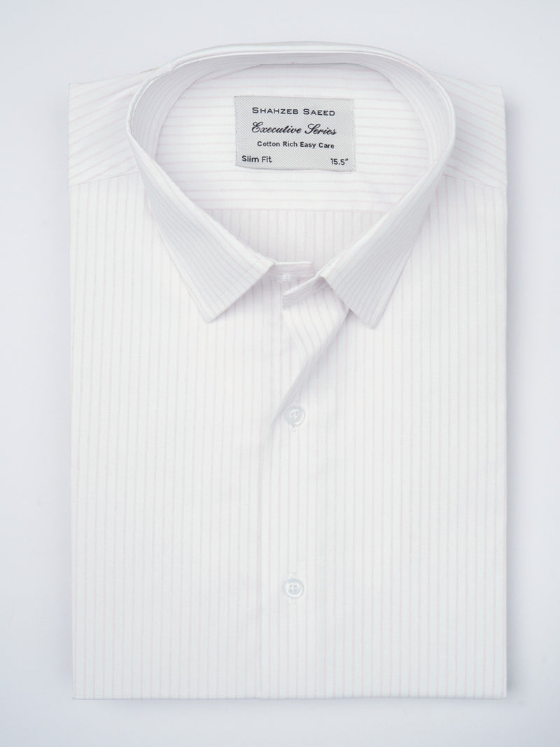 Pink & White Striped, Executive Series, French Collar Men’s Formal Shirt (FS-823)