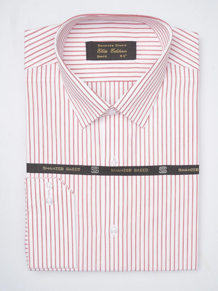 Maroon & White Striped, Elite Edition, French Collar Men’s Formal Shirt (FS-825)