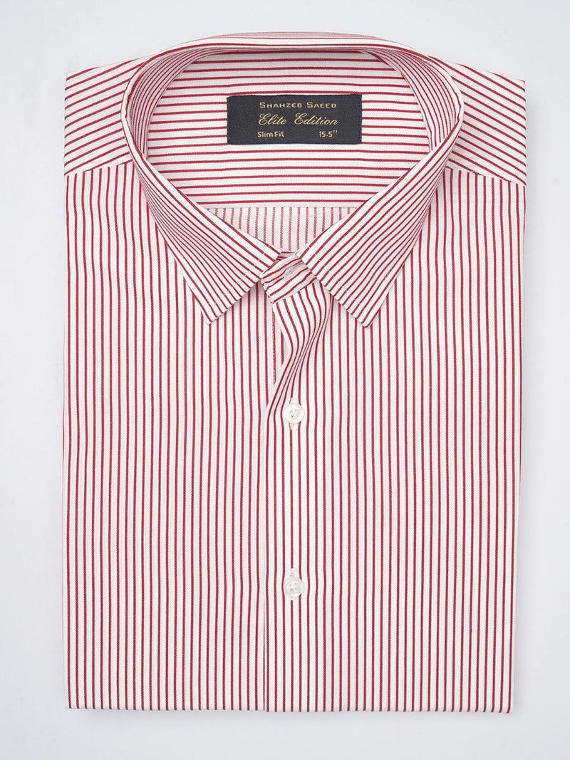 Red & White Striped, Elite Edition, French Collar Men’s Formal Shirt (FS-826)