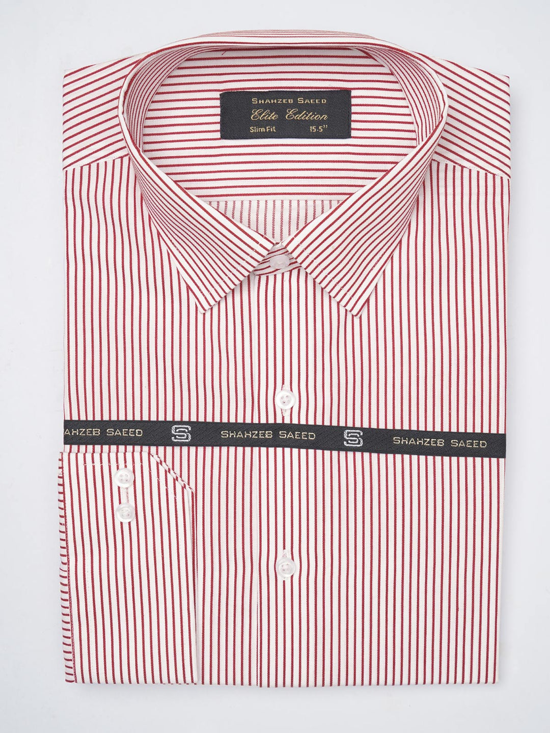 Red & White Striped, Elite Edition, French Collar Men’s Formal Shirt (FS-826)