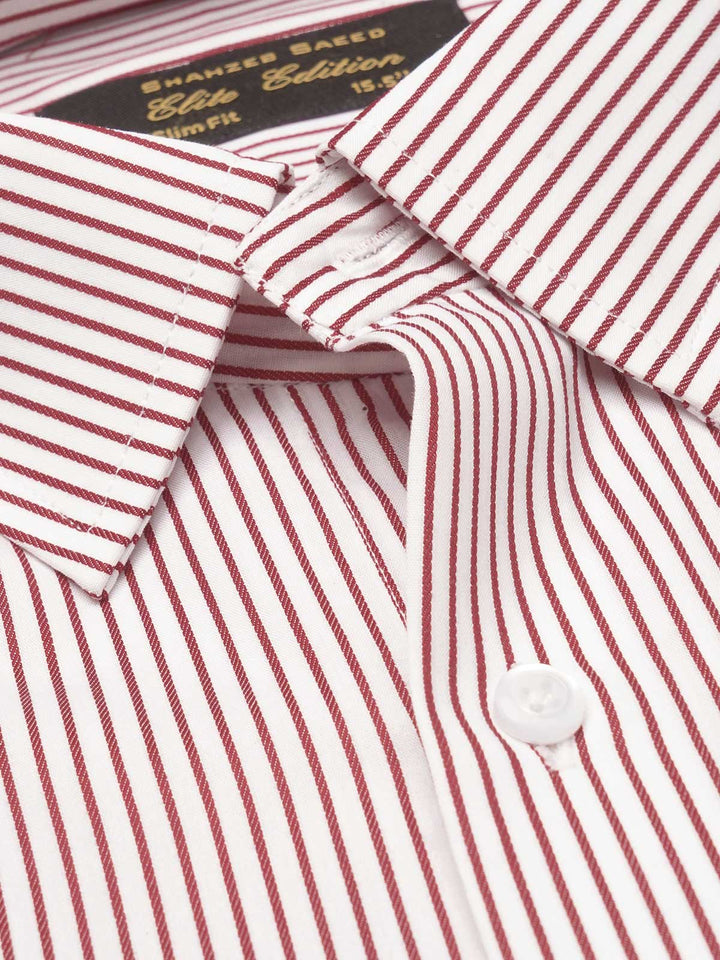 Red & White Striped, Elite Edition, French Collar Men’s Formal Shirt (FS-826)