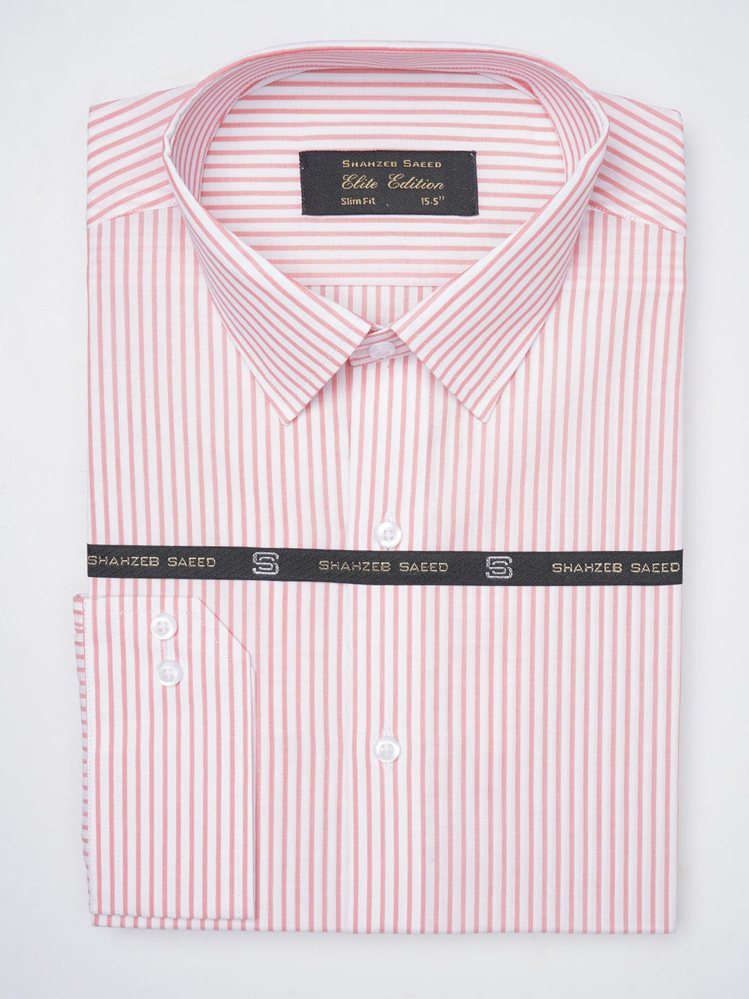 Light Pink & White Striped, Elite Edition, French Collar Men’s Formal Shirt (FS-827)