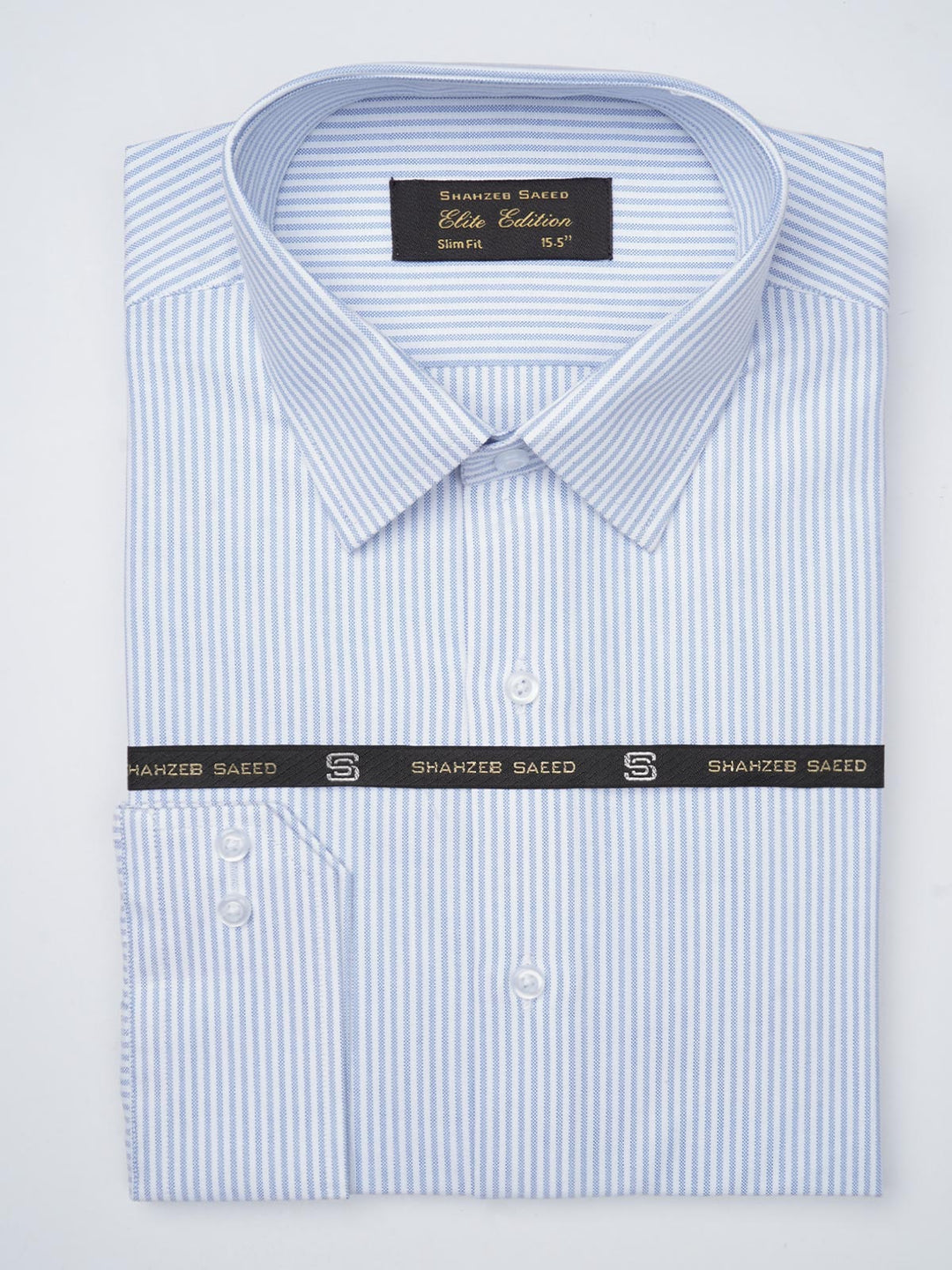 Light Blue & White Striped, Elite Edition, French Collar Men’s Formal Shirt (FS-831)