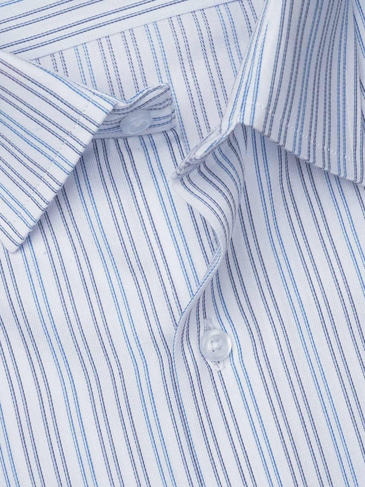 Light Blue & White Striped, Elite Edition, French Collar Men’s Formal Shirt (FS-833)