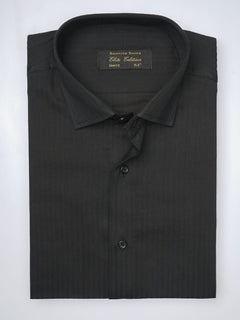 Black Self Striped, Elite Edition, French Collar Men’s Formal Shirt (FS-836)