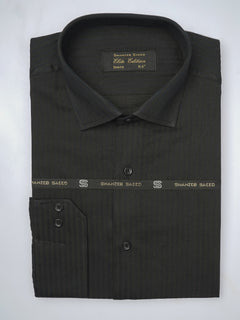 Black Self Striped, Elite Edition, French Collar Men’s Formal Shirt (FS-836)