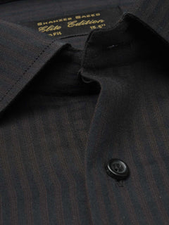 Black Self Striped, Elite Edition, French Collar Men’s Formal Shirt (FS-836)