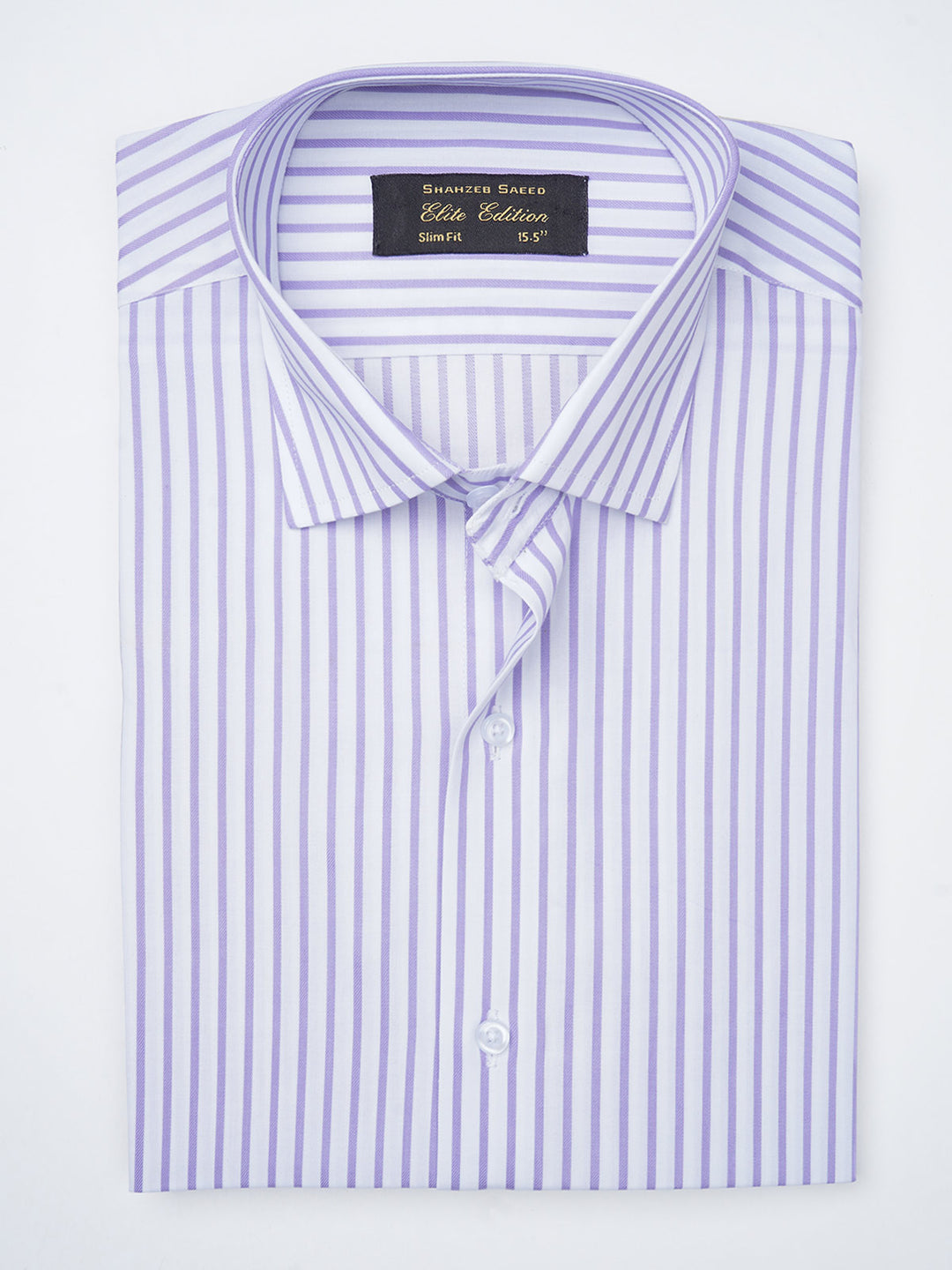 Purple & White Striped, Elite Edition, French Collar Men’s Formal Shirt (FS-837)