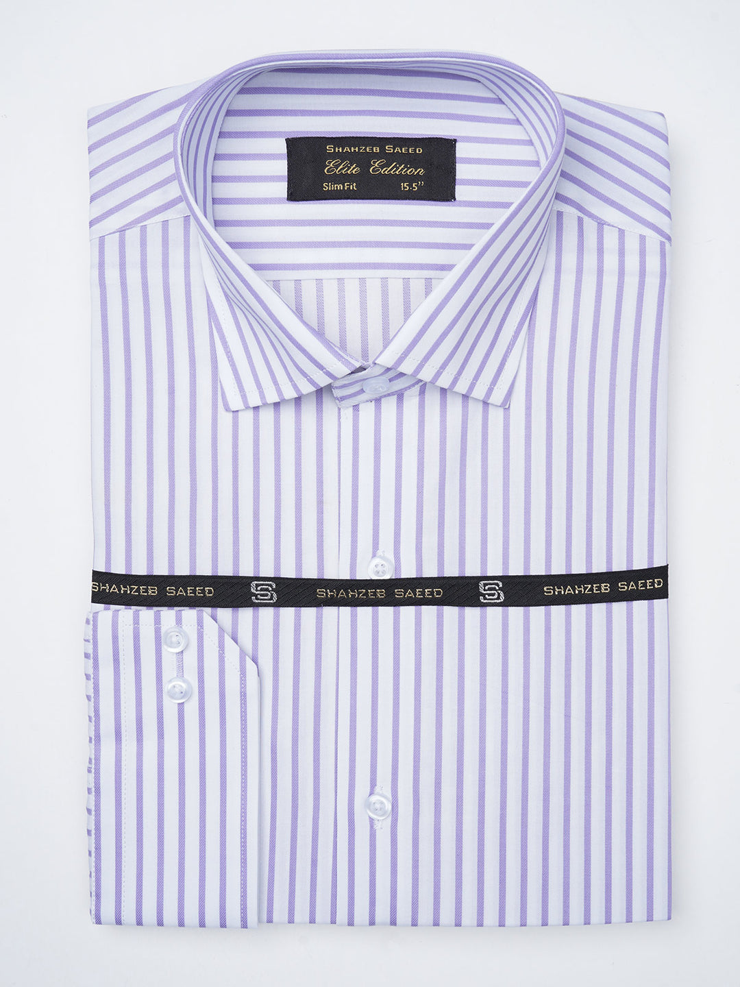 Purple & White Striped, Elite Edition, French Collar Men’s Formal Shirt (FS-837)