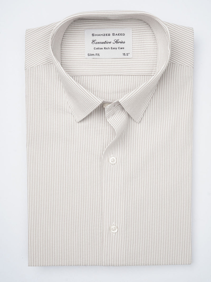 Light Brown Self Striped, Executive Series, French Collar Men’s Formal Shirt (FS-842)