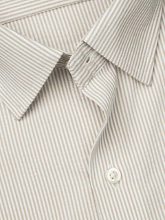 Light Brown Self Striped, Executive Series, French Collar Men’s Formal Shirt (FS-842)