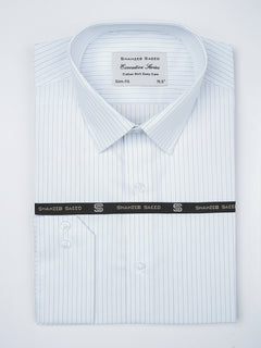 White Self Striped, Executive Series,French Collar Men’s Formal Shirt  (FS-848)