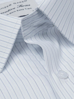 White Self Striped, Executive Series,French Collar Men’s Formal Shirt  (FS-848)