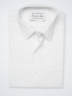 Light Grey Self Striped, Executive Series, Spread Collar Men’s Formal Shirt  (FS-854)