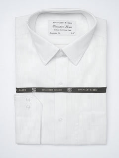 Light Grey Self Striped, Executive Series, Spread Collar Men’s Formal Shirt  (FS-854)