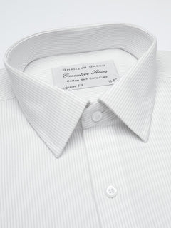 Light Grey Self Striped, Executive Series, Spread Collar Men’s Formal Shirt  (FS-854)