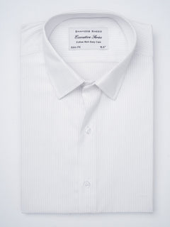 White Self Striped, Executive Series,French Collar Men’s Formal Shirt  (FS-855)