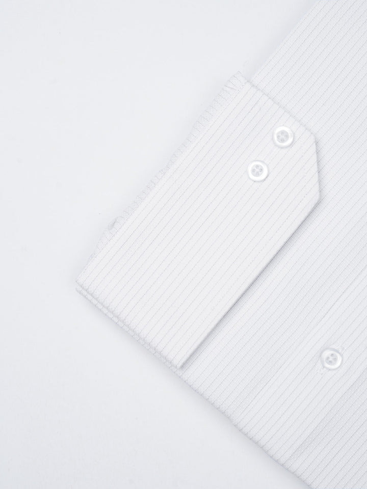 White Self Striped, Executive Series,French Collar Men’s Formal Shirt  (FS-855)