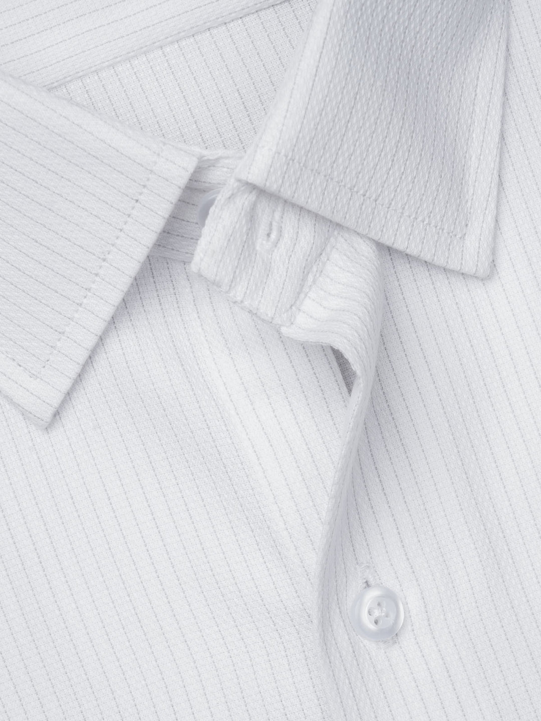 White Self Striped, Executive Series,French Collar Men’s Formal Shirt  (FS-855)