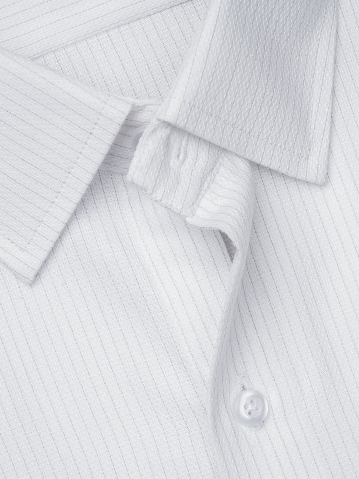 White Self Striped, Executive Series,French Collar Men’s Formal Shirt  (FS-855)