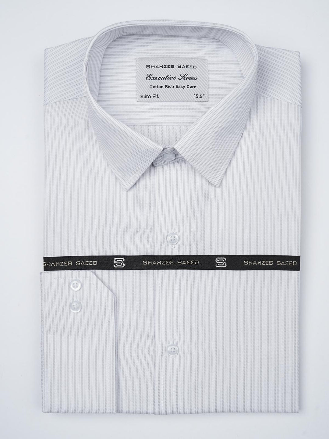 White Self Striped, Executive Series,French Collar Men’s Formal Shirt  (FS-856)