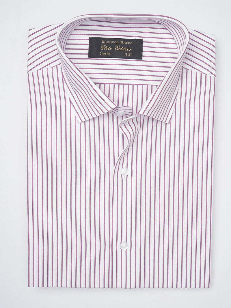 Pink & White Striped, Elite Edition, French Collar Men’s Formal Shirt (FS-858)